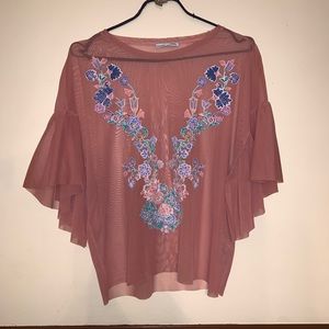 Sheer Embroidered Blouse
